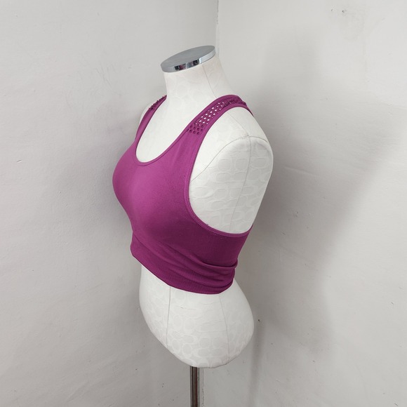 NINE WEST ACTIVE Women's Sports Bra Purple Mesh Detail Racerback Size S/M - Picture 4 of 4